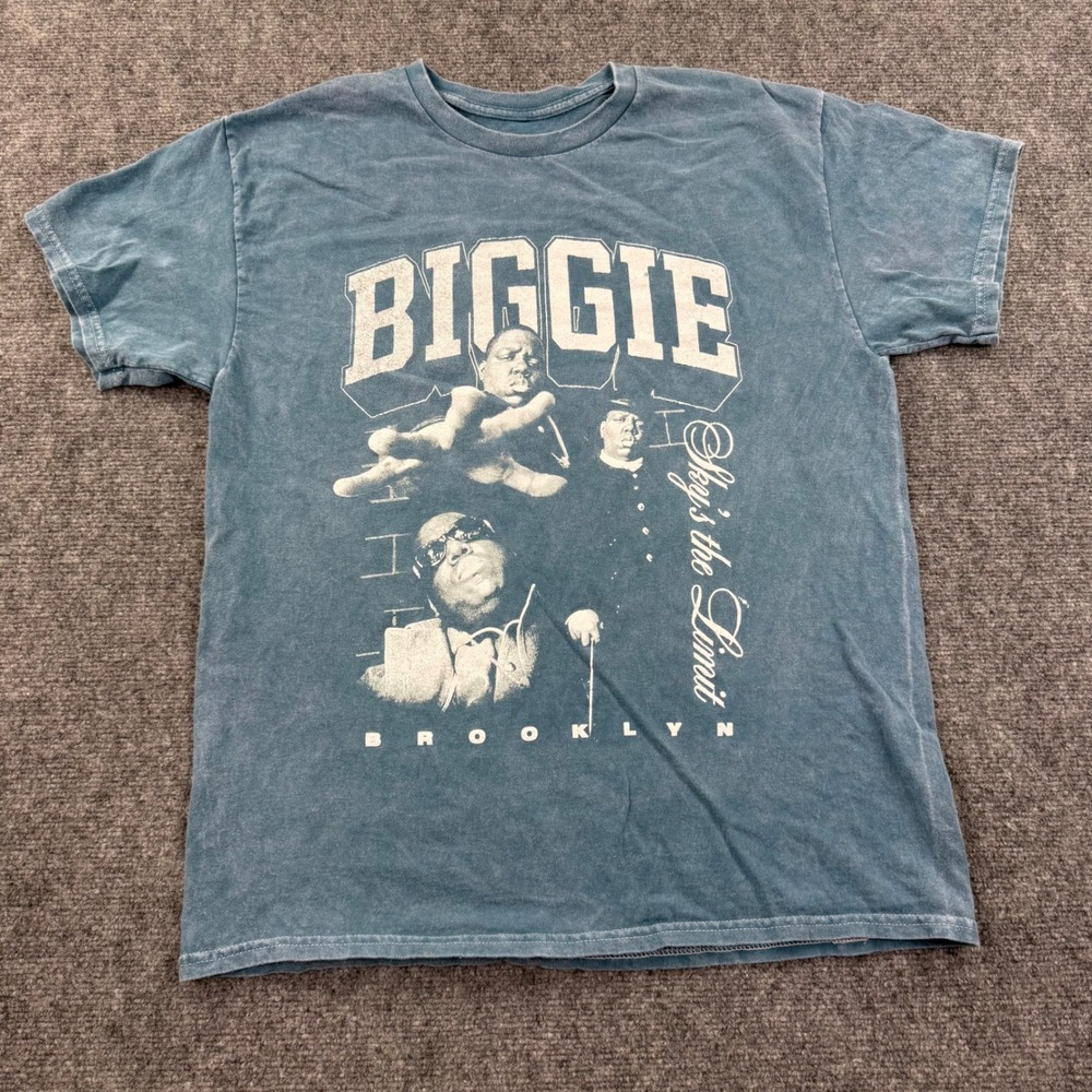 The Notorious B.I.G. Graphic T-Shirt Large Blue Acid Wash Biggie Smalls Men's